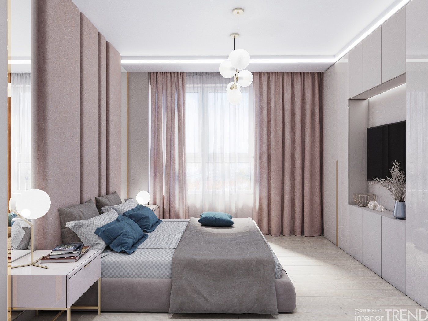 Интерьер спальни в современном стиле в светлых тонах 18 кв.м фото